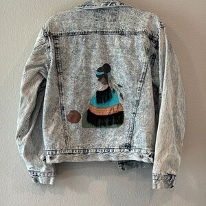 Vintage Expressions Denim Jacket – Hand-Painted Southwest Art w/ Fringe
